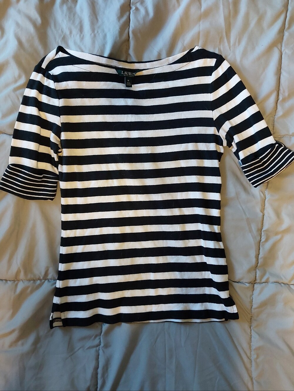 LAUREN Ralph Lauren Striped Boatneck Tee Size Medium